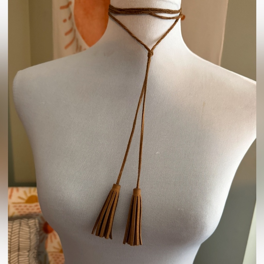 NEW•Zen Bohemian Sueded Brown Choker w/ Tassels